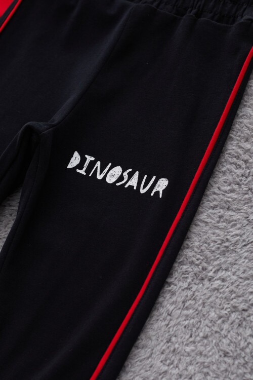 Kırmızı Dinozor Baskılı Cepli Erkek Bebek Eşofman Takımı 17323