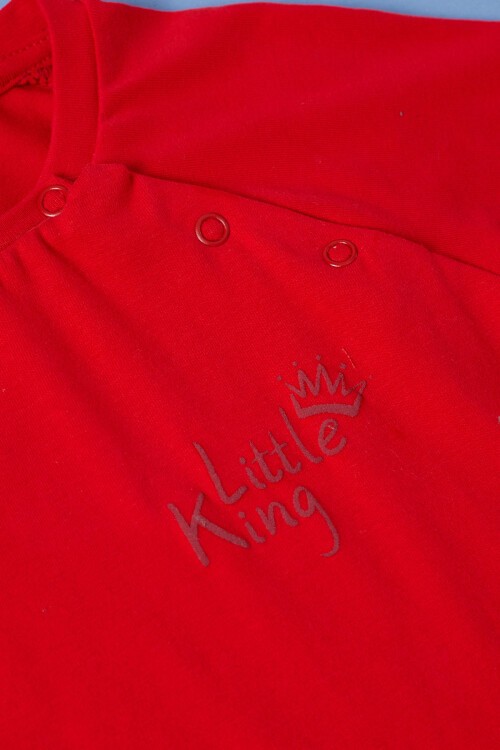 Kırmızı Little King Baskı Erkek Bebek Takım 17312