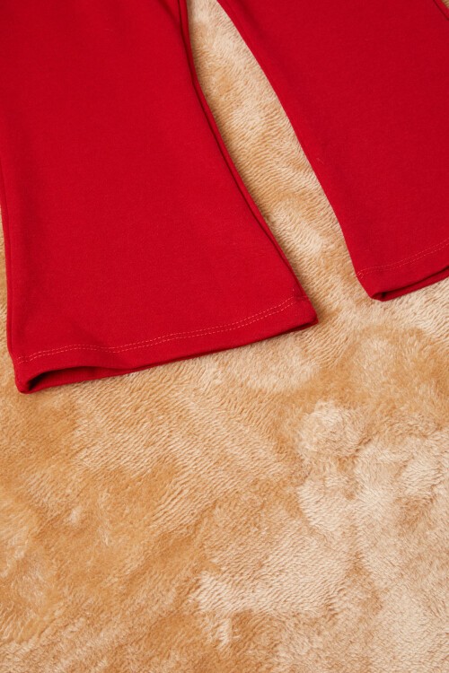 Kırmızı Önü Güpürlü İspanyol Paça Kız Çocuk Takım 16535