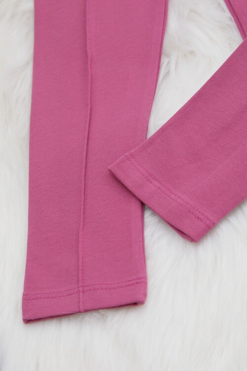 Kız Çocuk Gül Kurusu Çımalı Tayt 17255