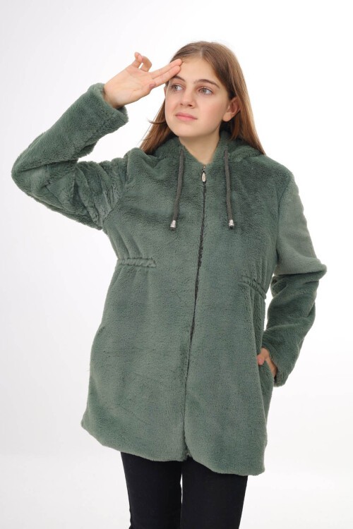 Kız Çocuk Kapüşonlu Peluş Mont 14608