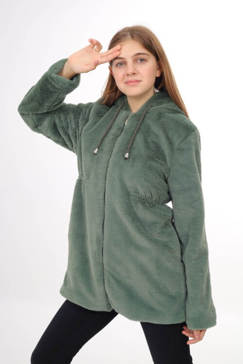 Kız Çocuk Kapüşonlu Peluş Mont 14608