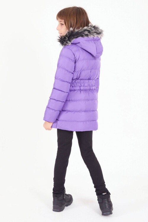 Kız Çocuk Kemerli Şişme Mont Lila 16410
