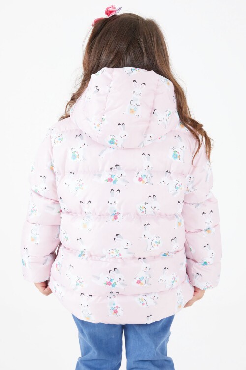 Kız Çocuk Mont Karakter Baskılı Pudra 15610