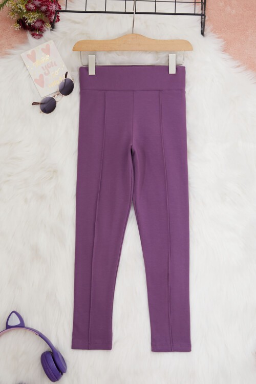 Kız Çocuk Mor Çımalı Tayt 17256