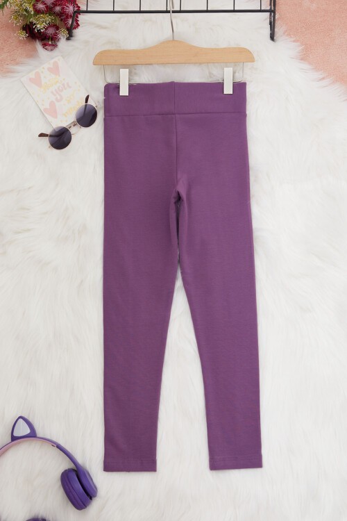 Kız Çocuk Mor Çımalı Tayt 17256