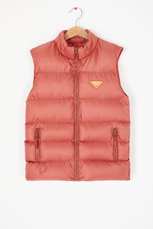 Kız Çocuk Gül Kurusu Şişme Yelek Fermuarlı Cep 16801