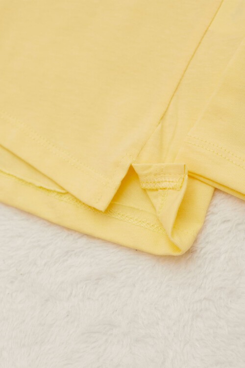 Kız Çocuk Simli Yazı Baskılı 2li Sweatshirt Somon-Sarı 17337