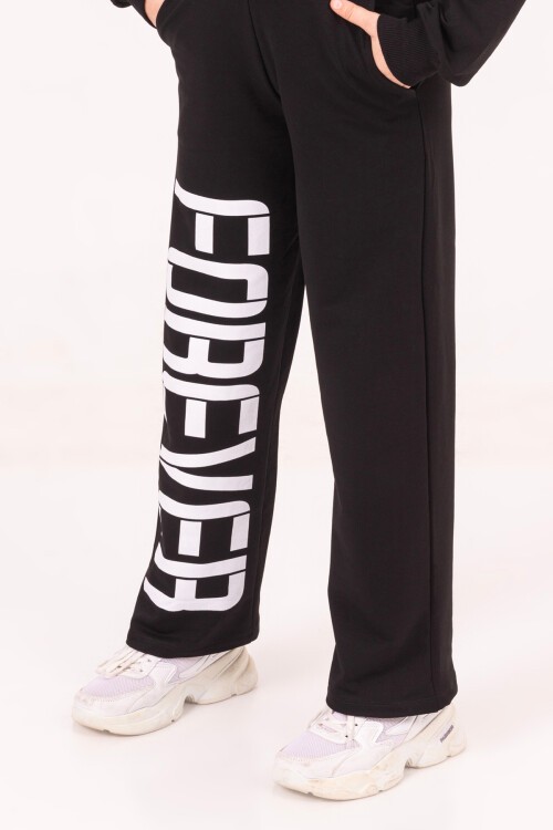 Kız Çocuk Siyah Yazı Baskılı Takımı 17185