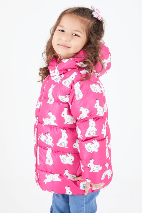 Kız Çocuk Tavşan Baskılı Mont 15605