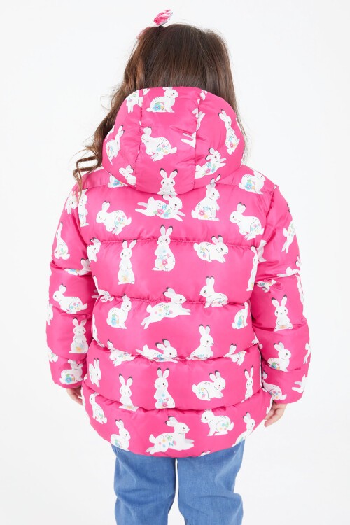 Kız Çocuk Tavşan Baskılı Mont 15605
