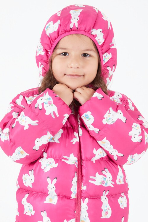 Kız Çocuk Tavşan Baskılı Mont 15605