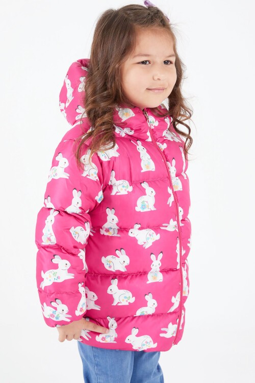 Kız Çocuk Tavşan Baskılı Mont 15605