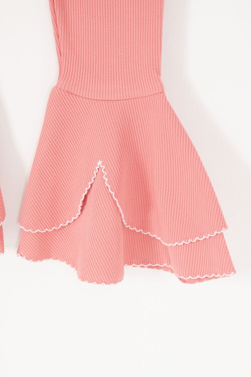 Kız Çocuk Volanlı Açık Pembe İspanyol Paça Tayt 16829