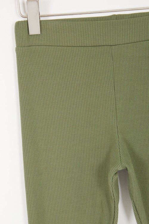 Kız Çocuk Volanlı Haki İspanyol Paça Tayt 16988