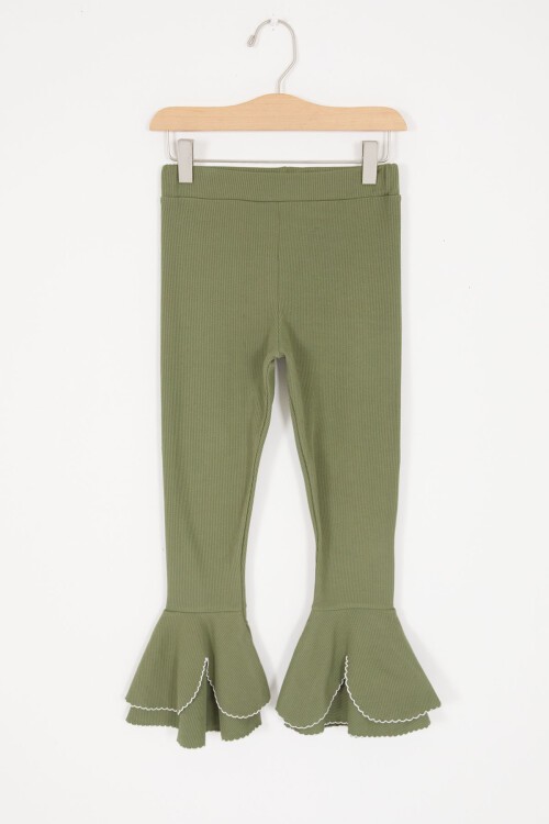 Kız Çocuk Volanlı Haki İspanyol Paça Tayt 16988