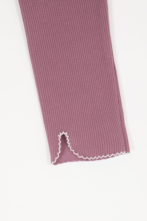 Koyu Pembe Çiçek Nakışlı Fitilli Kız Çocuk Tayt 16993