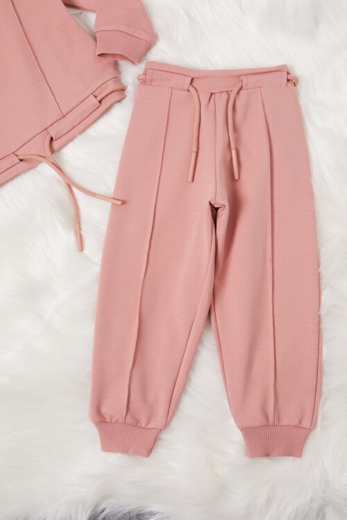 Koyu Pembe Çiçek Nakışlı Kız Bebek Eşofman Takımı 17018