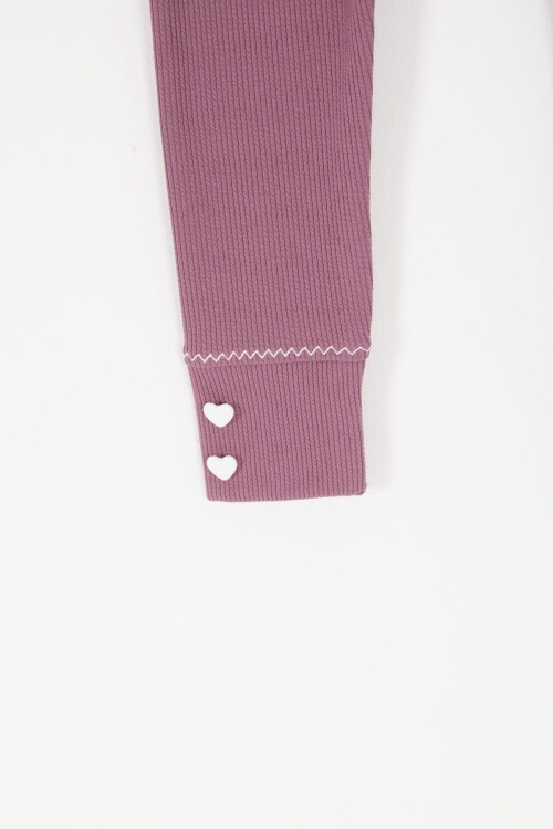 Koyu Pembe Kalp Düğmeli Fitilli Kız Çocuk Tayt 16893