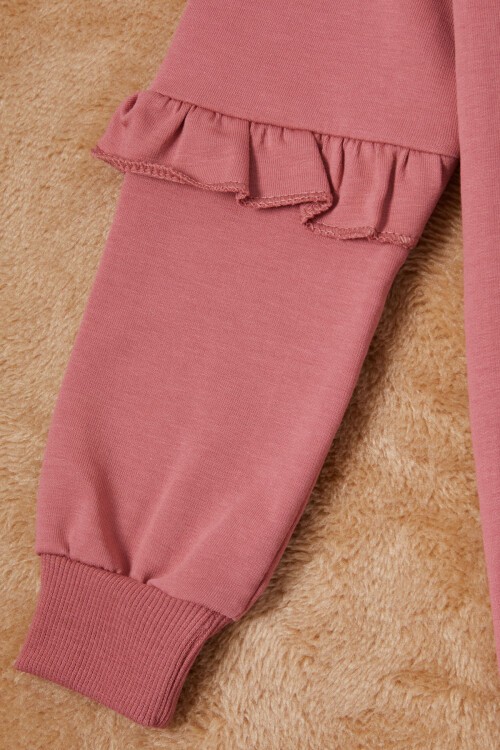 Koyu Pembe Papatya Baskılı Kız Çocuk Sweatshirt 16615