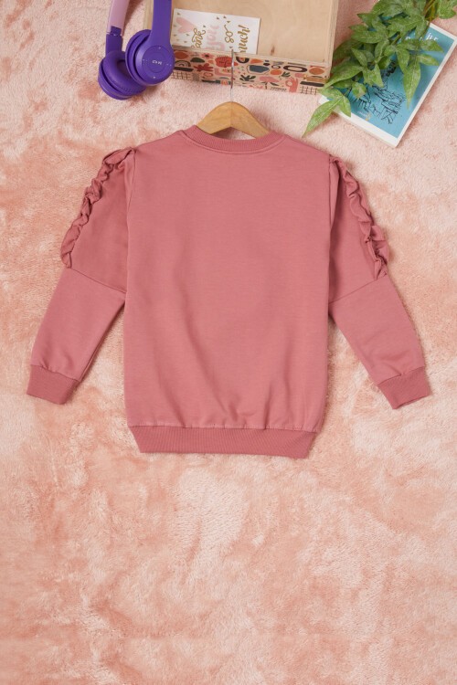 Koyu Pembe Summer Yazı Nakışlı Kız Çocuk Sweatshirt 16584