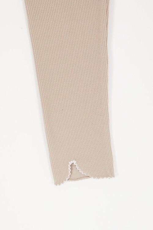 Krem Çiçek Nakışlı Fitilli Kız Çocuk Tayt 16992