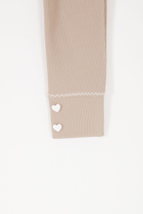 Krem Kalp Düğmeli Fitilli Kız Çocuk Tayt 16892