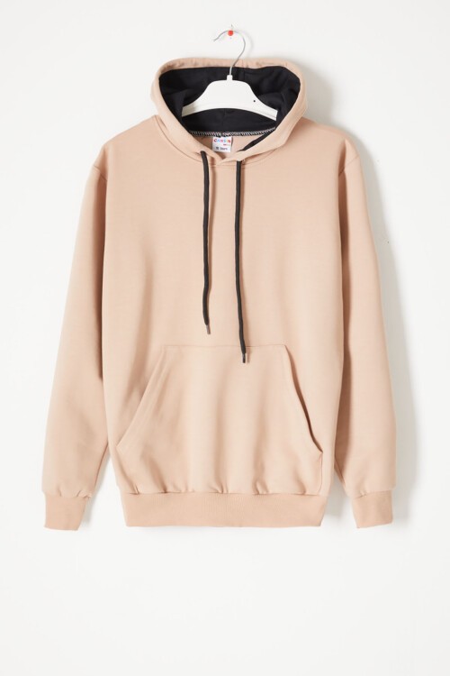 Krem Kanguru Cepli Kapüşonlu Unisex Çocuk Sweatshirt 16783