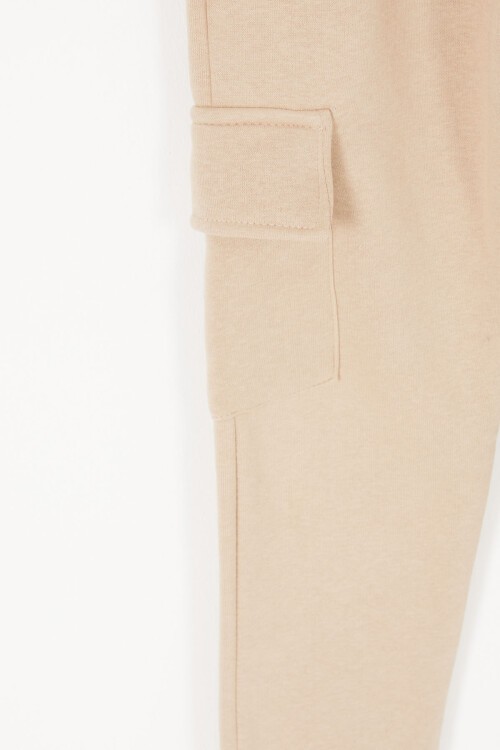 Krem Kargo Cepli Şardonlu Erkek Çocuk Eşofman Altı 17064