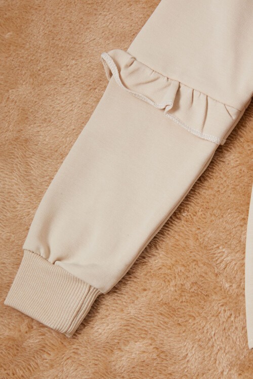 Krem Papatya Baskılı Kız Çocuk Sweatshirt 16614