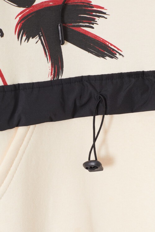 Krem Yazılı Şardonlu Erkek Çocuk Kapüşonlu Sweatshirt 17252