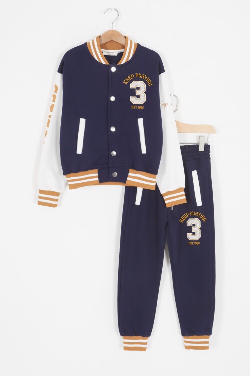 Lacivert Champions Yazılı Kolej Ceketli Erkek Çocuk Takım 16725