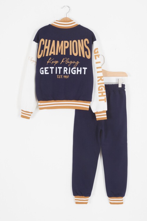 Lacivert Champions Yazılı Kolej Ceketli Erkek Çocuk Takım 16725
