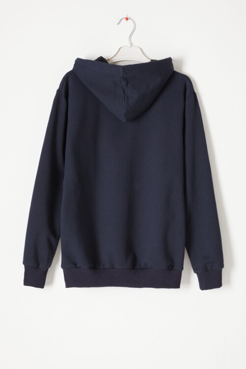 Lacivert Kanguru Cepli Kapüşonlu Unisex Çocuk Sweatshirt 16781