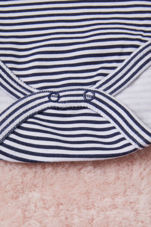 Lacivert Kız Bebek Dantel Yakalı Uzun Kol Çıtçıtlı Badi 16836