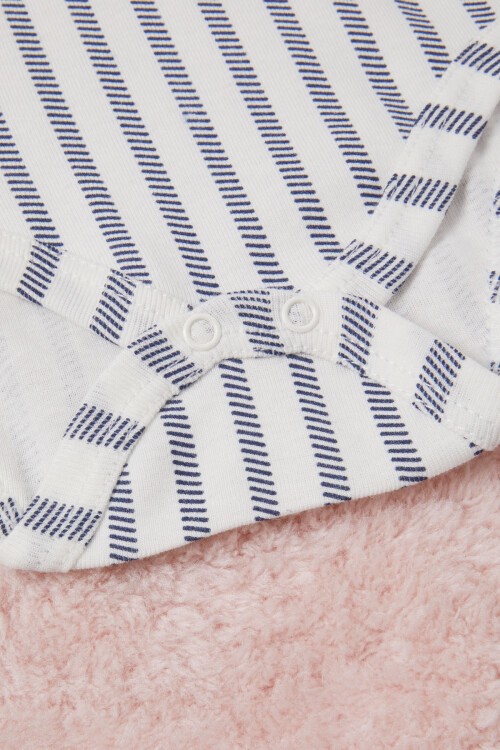 Lacivert Kız Bebek Dantel Yakalı Uzun Kol Çıtçıtlı Badi 16837