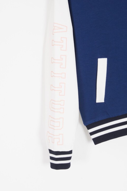 Lacivert NY Nakışlı Sırt Baskılı Kız Çocuk Kolej Eşofman Takımı 16935