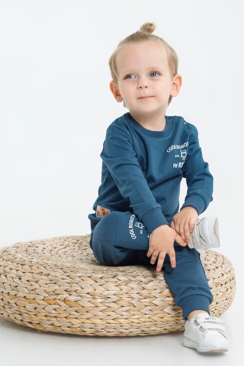 Lacivert Robot Baskılı Erkek Bebek Takımı 16630