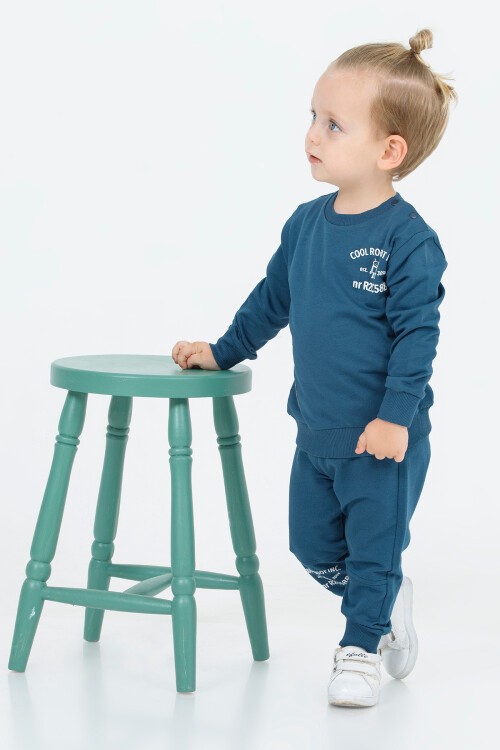 Lacivert Robot Baskılı Erkek Bebek Takımı 16630