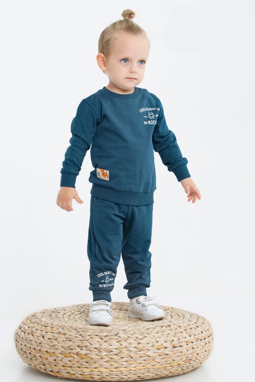 Lacivert Robot Baskılı Erkek Bebek Takımı 16630