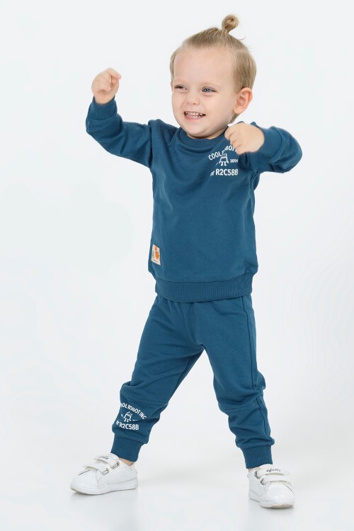 Lacivert Robot Baskılı Erkek Bebek Takımı 16630