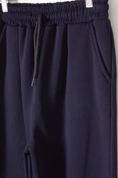 Lacivert Üç İplik Şardonlu Beli Lastikli Çocuk Eşofman Altı 16762