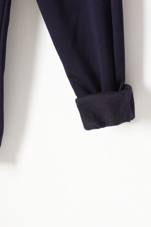 Lacivert Üç İplik Şardonlu Beli Lastikli Çocuk Eşofman Altı 16762