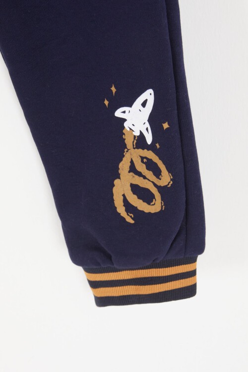 Lacivert Uzay Temalı Şardonlu Erkek Çocuk Kolej Eşofman Takımı 17079