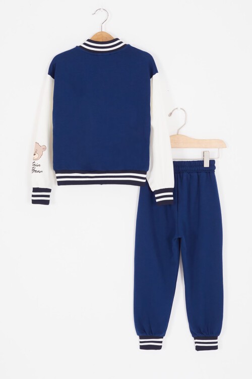 Lacivert Yıldız Nakışlı Kolej Ceketli Kız Eşofman Takımı 17011