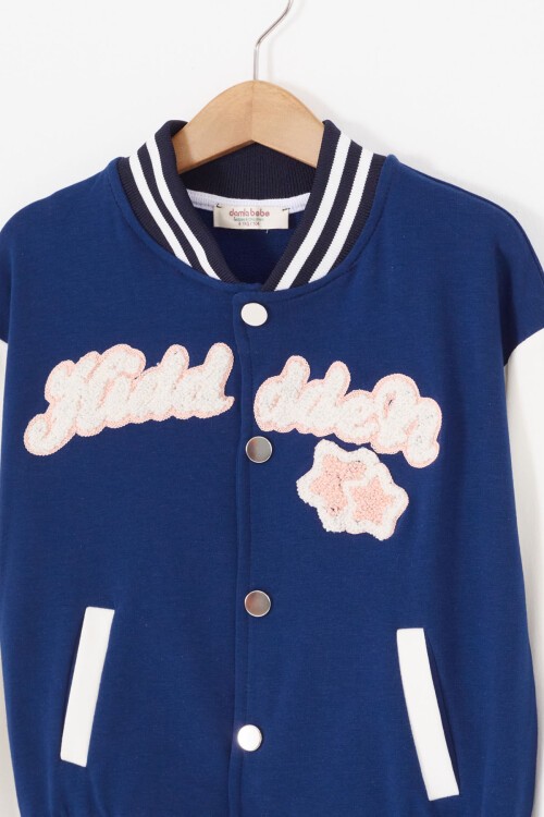 Lacivert Yıldız Nakışlı Kolej Ceketli Kız Eşofman Takımı 17011