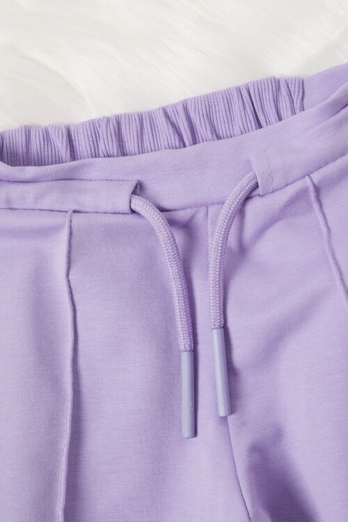 Lila Çiçek Nakışlı Kız Bebek Eşofman Takımı 17015