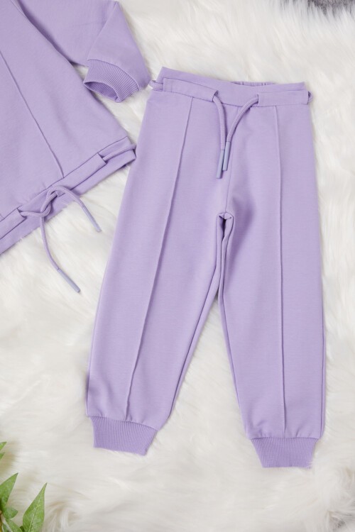 Lila Çiçek Nakışlı Kız Bebek Eşofman Takımı 17015