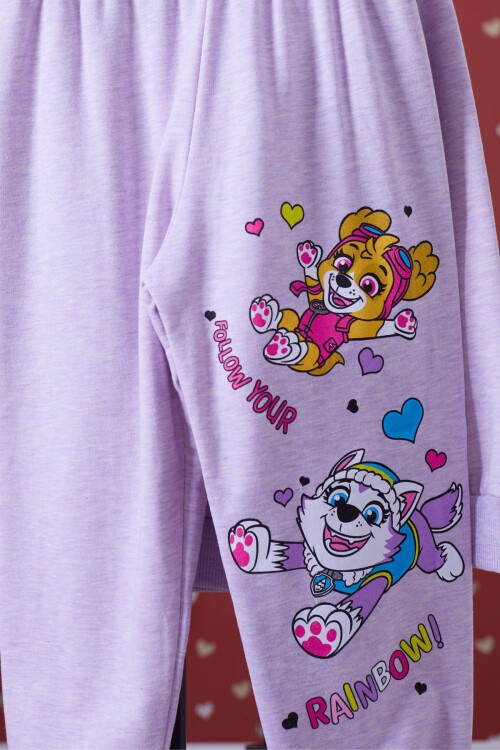 Lila Gökkuşağı Baskılı Şardonlu Kız Çocuk Eşofman Takımı 17344