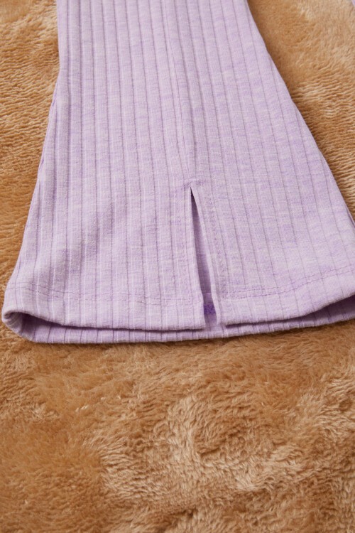 Lila Happy Yazılı Fırfırlı Kız Çocuk Takımı 16717